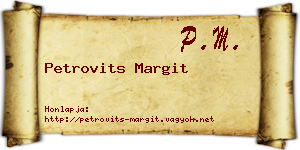 Petrovits Margit névjegykártya