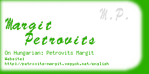 margit petrovits business card